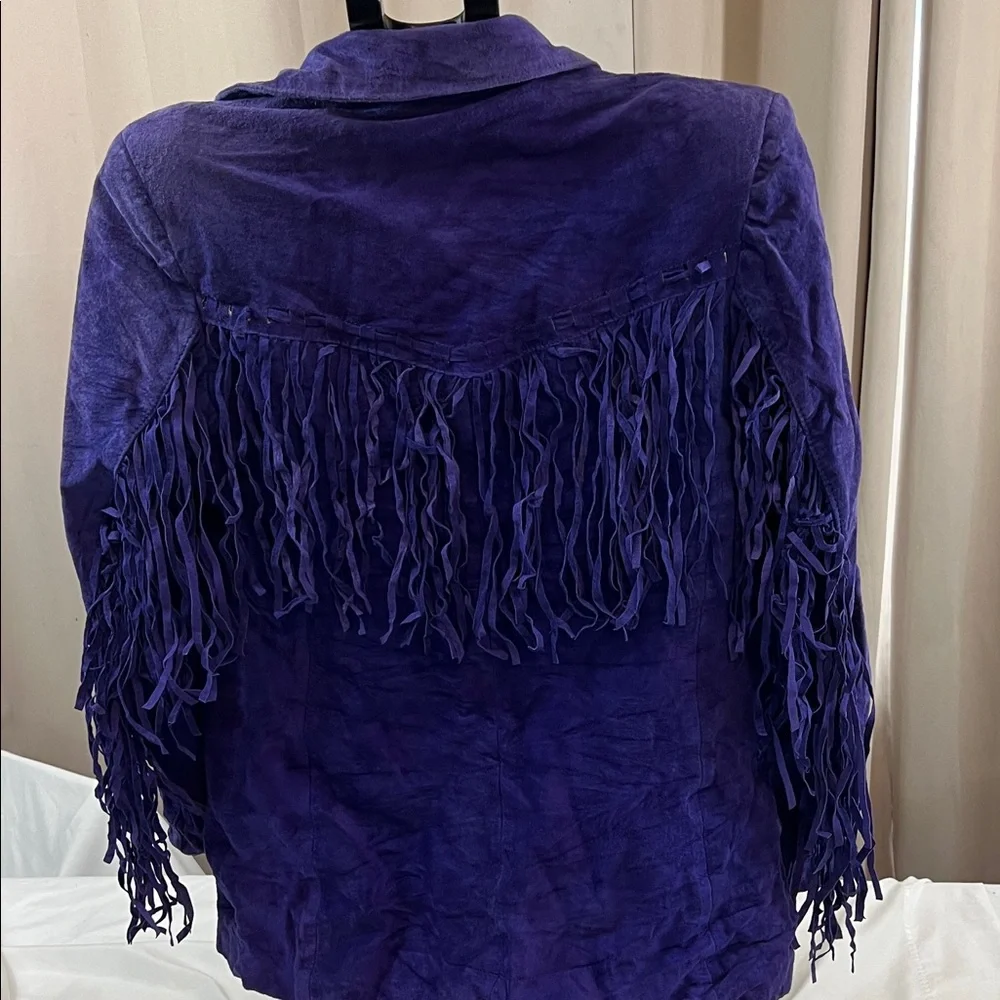 Vintage Elegant Purple Fringe Women's Leather jacket - Picture 3 of 3